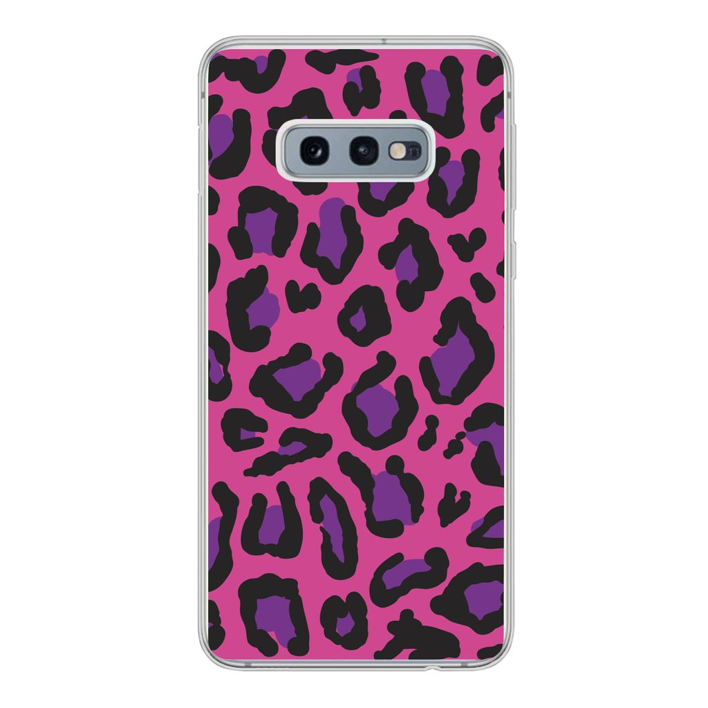 MuchoWow Handyhülle Schutzhülle Hülle für Samsung Galaxy S10e Pantherdruck - Rosa - Lila Silikon Softcase Handy Hülle - Handy