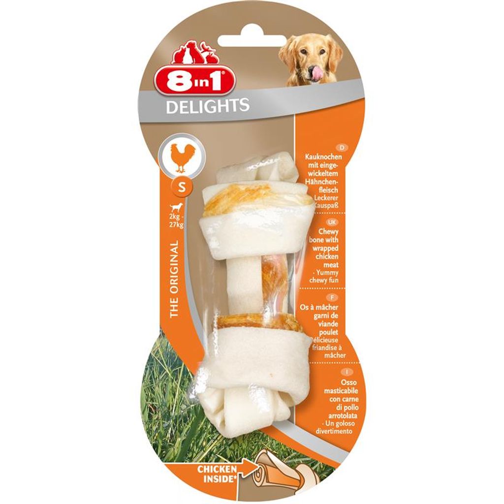 8in1 Delights Chicken Knochen S, gesunder Kauknochen für kleine Hunde, 1 Stück