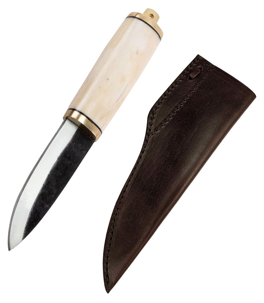 Wikinger Messer mit Knochengriff und Lederscheide Ess- und Produktbild 