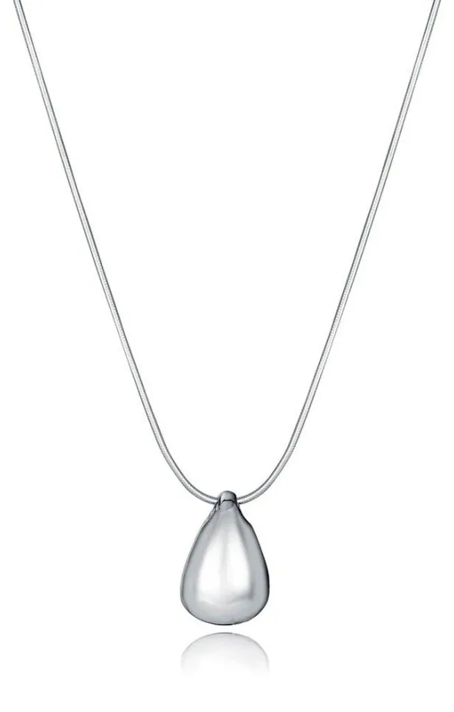Collier goutte en argent massif poli - Bijou finition brillante durable
