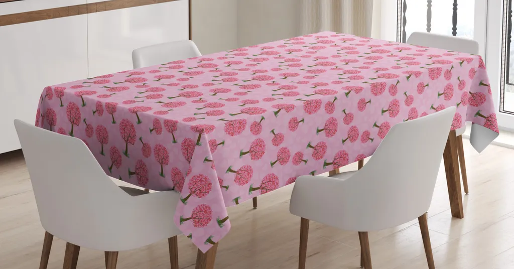 ABAKUHAUS Fragola Tovaglia, Rosa Tone Doodle, Rettangolare per Sala da Pranzo e Cucina, 140 cm x 200 cm, Multicolore