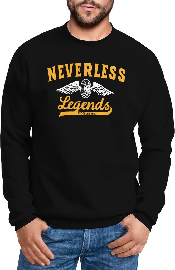 Sweatshirt Herren Biker Legends Reifen Flügel Wheel Wings Neverless schwarz 4XL