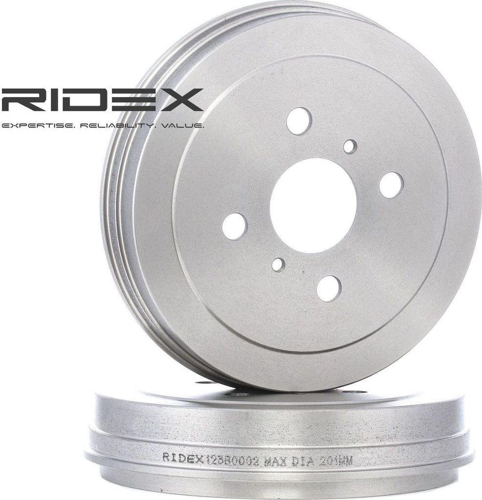 RIDEX 123B0002 - OE 42431 52020 Bremstrommel für Yaris (P1), Yaris Verso (P2)
