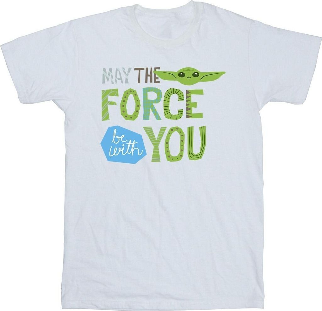 Star Wars - "The Mandalorian May The Force Be With You" T-Shirt für Herren BI47224 (L) (Weiß)
