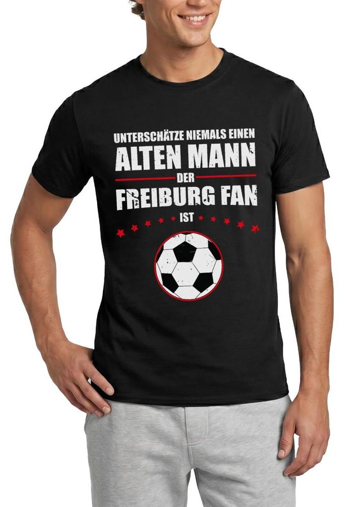 Spreadshirt Unterschätze Niemals Einen Freiburg Fan Fußball Männer T-Shirt, 4XL, Schwarz