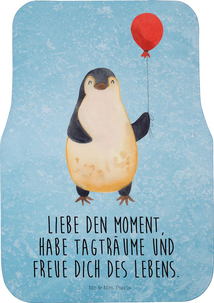 Mr. & Mrs. Panda Automatte Pinguin Luftballon - Eisblau - Geschenk, Fußmatte Auto, Geschenkidee, Teppich, Liebe, Freundin, Fürs, Motivation, Auto...