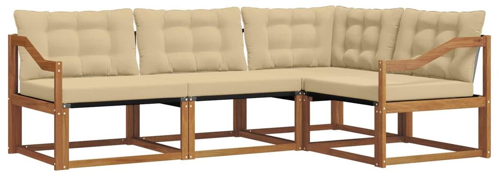 vidaXL Outdoor-Sofagarnitur mit Kissen 4 pcs Natur und Beige