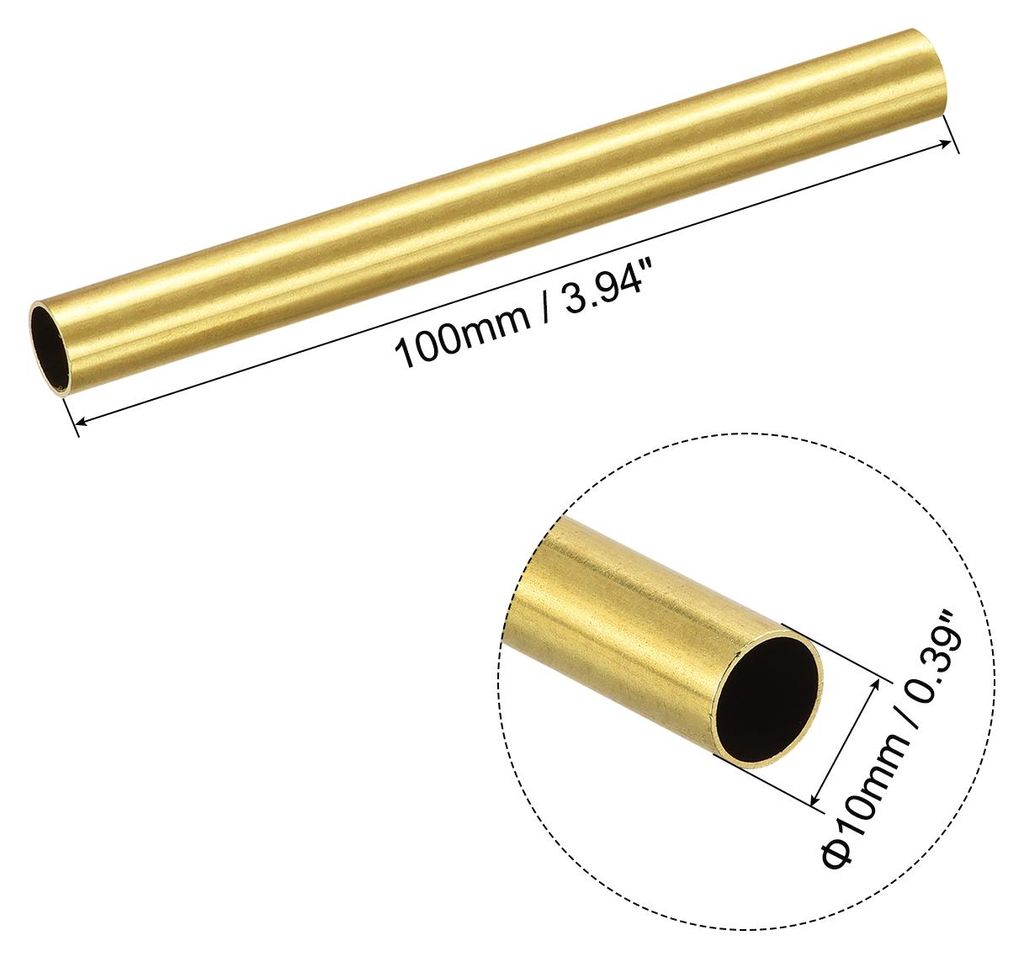 100mm L?nge Messingrohr 10mm Au?endurchmesser, Nahtlose Gerades Rohr 0,5mm Wandst?rke, Messing Rundrohr fš¹r Industrie Bauwesen Garten Haushalt B...