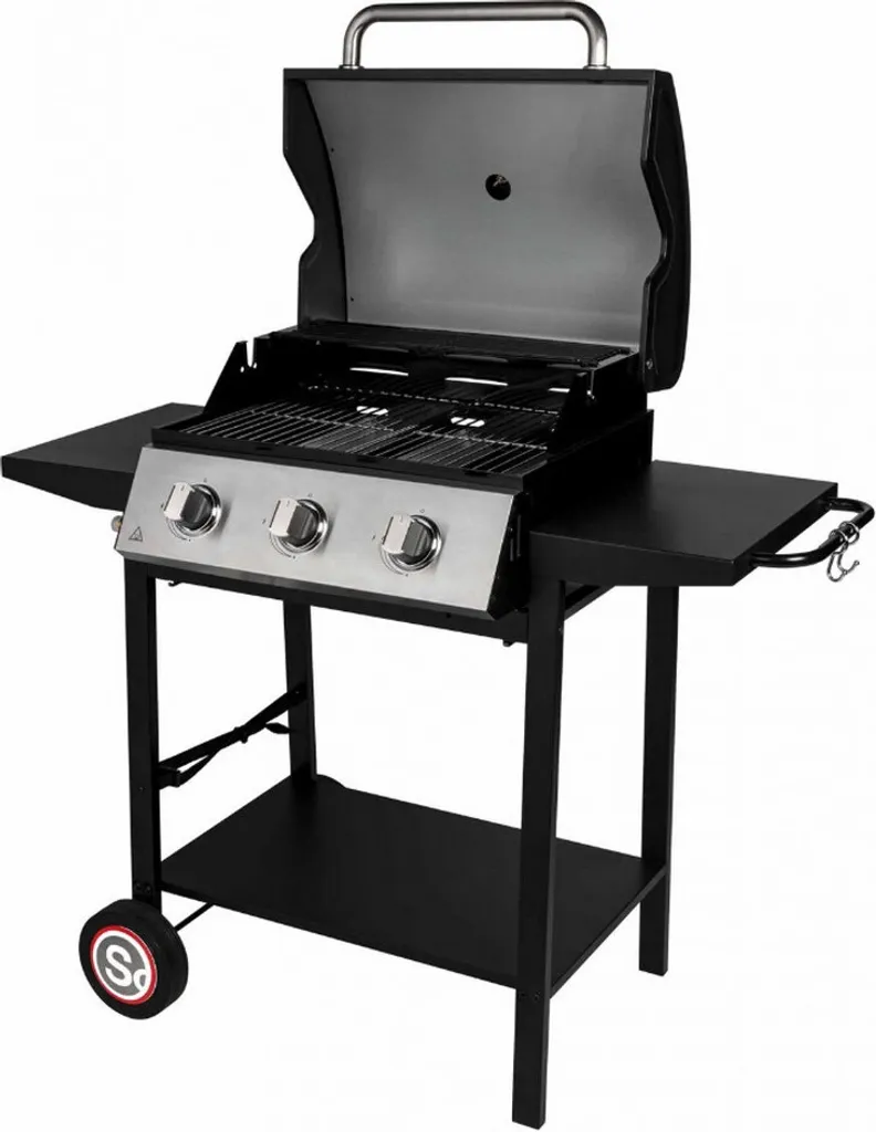 Barbecue à gaz extérieur 3 brûleurs Somagic noir puissant et robuste