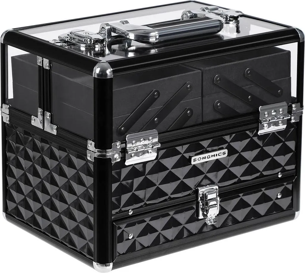 Grande trousse de toilette noire transparente étanche avec zip solide