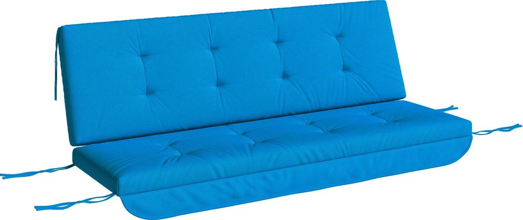 Auflagen-Set für Hollywoodschaukel 170 cm Stuhlkissen Schaukelauflage Sitzkissen Gartenschaukel Gartenpolster Rückenkissen Seitenkissen Blau