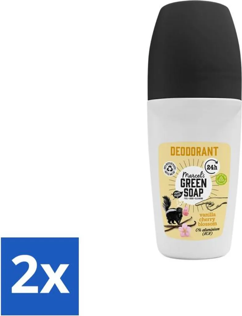Marcel's Green Soap - Deodorante Roller - Vaniglia e fiori di ciliegio - Freschezza a lunga durata - 50 ml - Confezione risparmio - 2 pezzi
