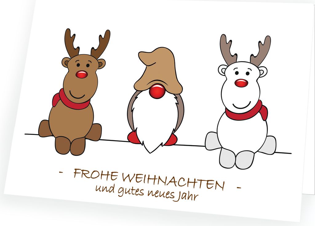 Weihnachtskarte Rentiere vs. Zwerg mit passendem Umschlag Produktbild 