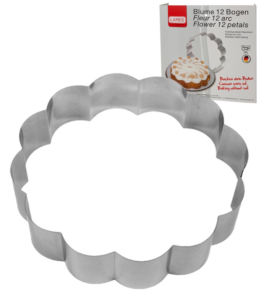 LARES Backform Tortenring Motiv Blume mit 12 Bögen- Produktbild 