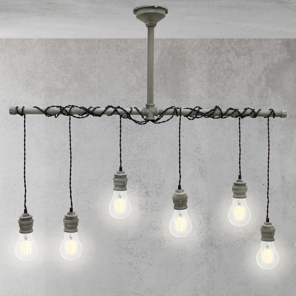 Suspension industrielle large en fer gris 108cm pour salon et loft