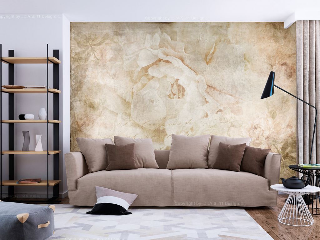 Vlies Fototapete Blumen 350x256 cm Tapeten Wandtapete XXL Natur Botanik Pflanzen Rosen beige b-C-0946-a-a
