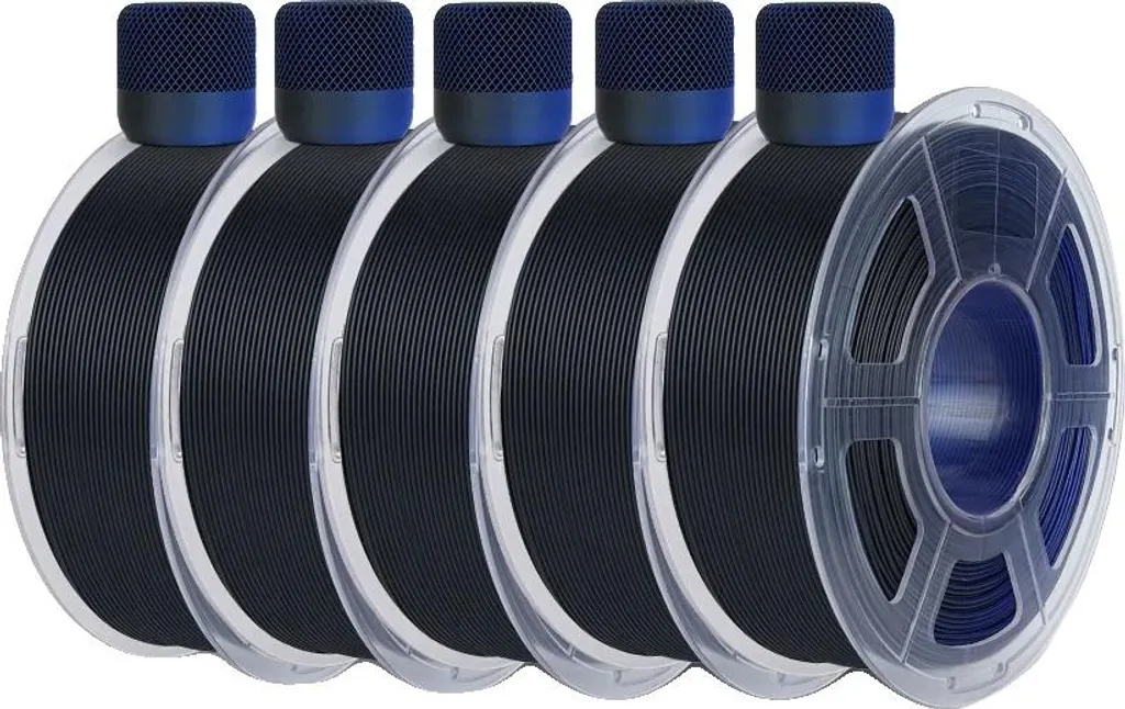 Lot de 5 bobines Filament 3D Mat 1.75mm Noir Bleu pour finitions lisses