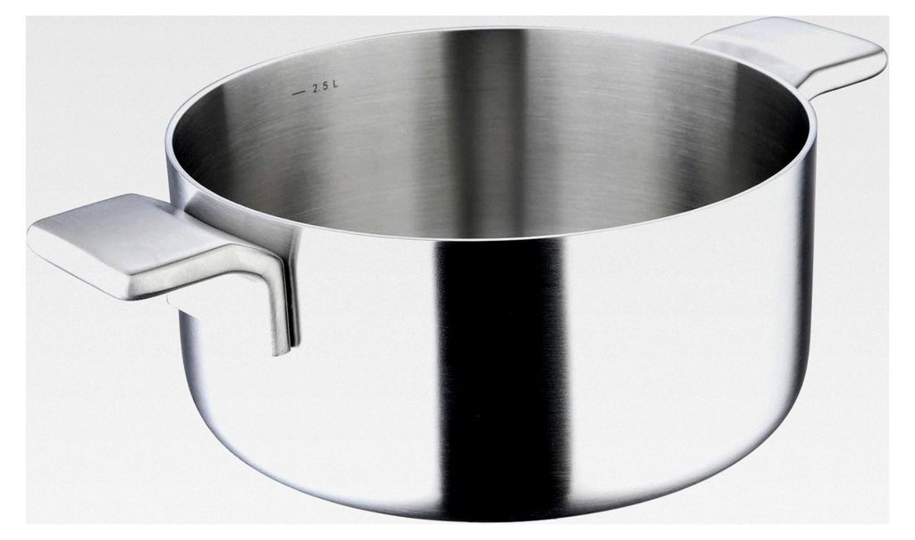 Alessi Bones - 20 cm Kochtopf - Edelstahl - Mattes Finish innen und außen - Gerader Körper - Messskala - Geschweißter hohler Gusseisen-Seitengri...