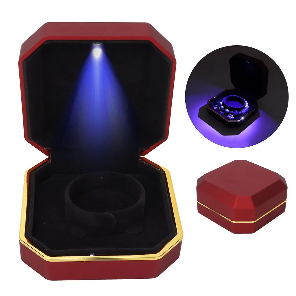 Scatola Braccialetto con Luce LED Rossa - Astuccio Regalo per Proposta