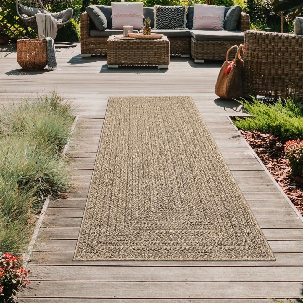 Tapis d'intérieur et d'extérieur moderne en look jute Image du produit 