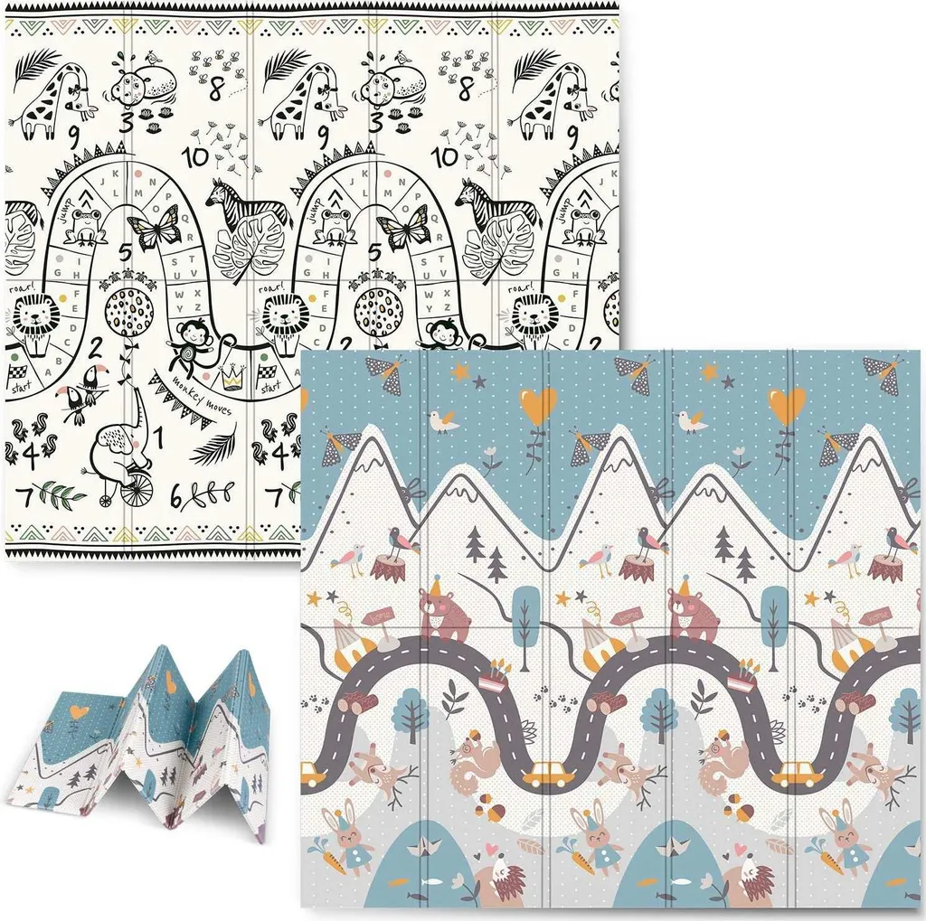 Tapis de jeu pliable Nukido NK-340 - 200 x 180 x 1 cm pour chambre bébé