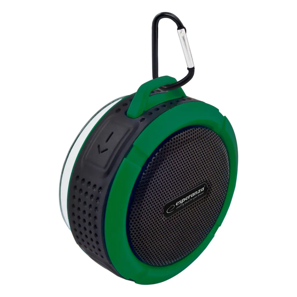 Altoparlante Esperanza BT Country Nero-Verde: Audio Portatile con Moschettone