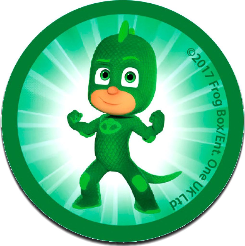 Disney Pj Masks Pyjamahelden Gekko - Aufnäher, Bügelbild, Aufbügler, Applikationen, Patches, Flicken, Zum Aufbügeln, Größe: 6,2 x 6,2 cm