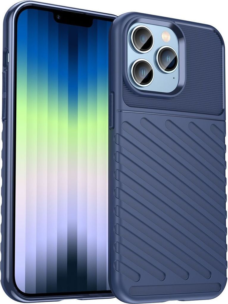 Mobigear Groove iPhone 14 Pro Hülle Flexibles TPU Backcover - Blau