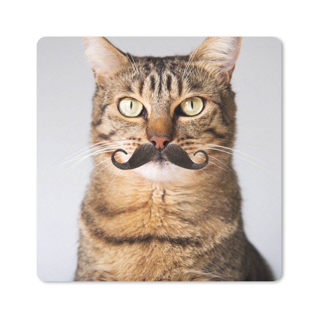 MuchoWow Mauspad Mousepad Katze - Schnauzbart - Hipster 30x30 cm - Mousepads - Maus Mat - Pad - Mausunterlage - Gaming