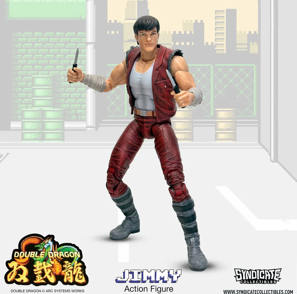 Figurine d'action articulée Jimmy Double Dragon 18 cm Style Retro