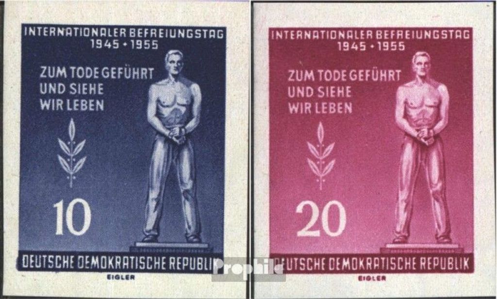 Briefmarken DDR 1955 Mi 459B-460B (kompl.Ausg.) gestempelt Tag der Befreiung vom Faschismus