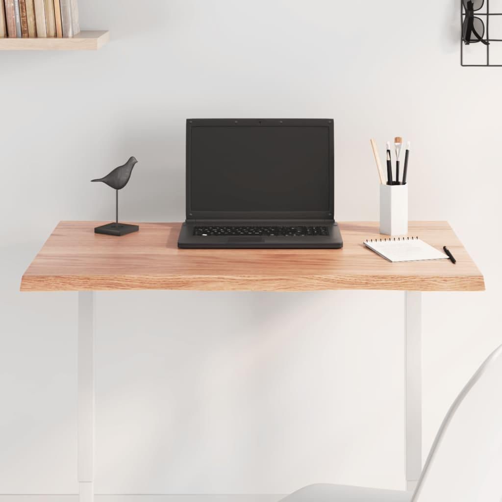 Tischplatte 80x50x2 cm Massivholz Eiche Behandelt Baumkante Produktbild 