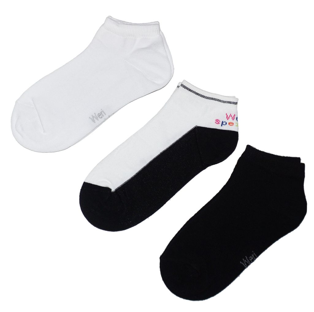 Sneakersocken 3-er Pack aus Baumwolle Sport Duo Schwarz-Weiß Größe 39-42