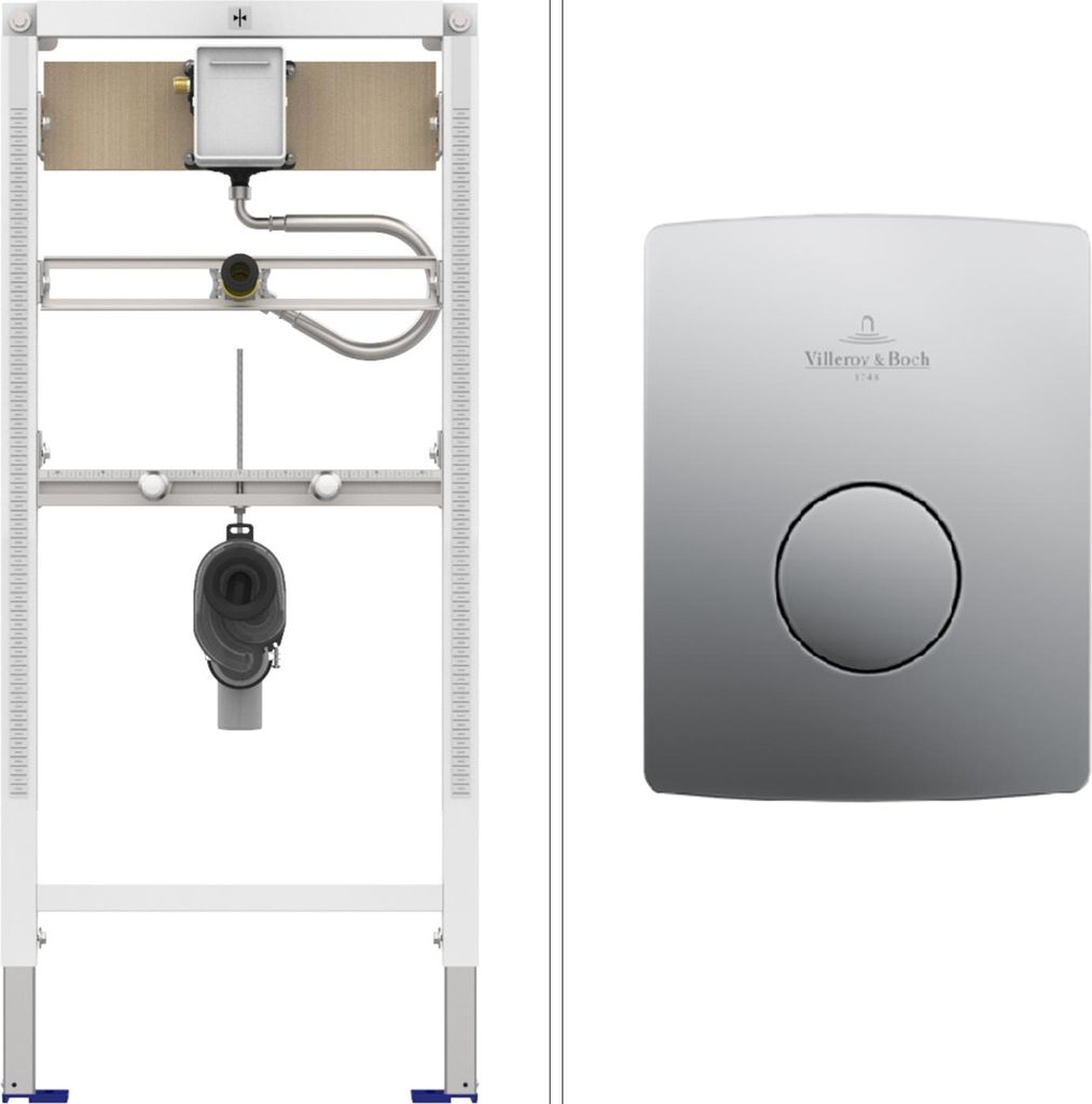 VILLEROY & BOCH Set Urinal Vorwandelement mit Betätigungsplatte, chrom matt