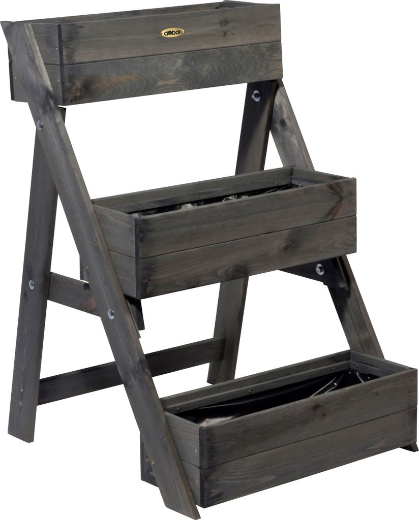 Dobar Dreistufige Pflanztreppe grau ca. 60x70x90 cm Produktbild 2