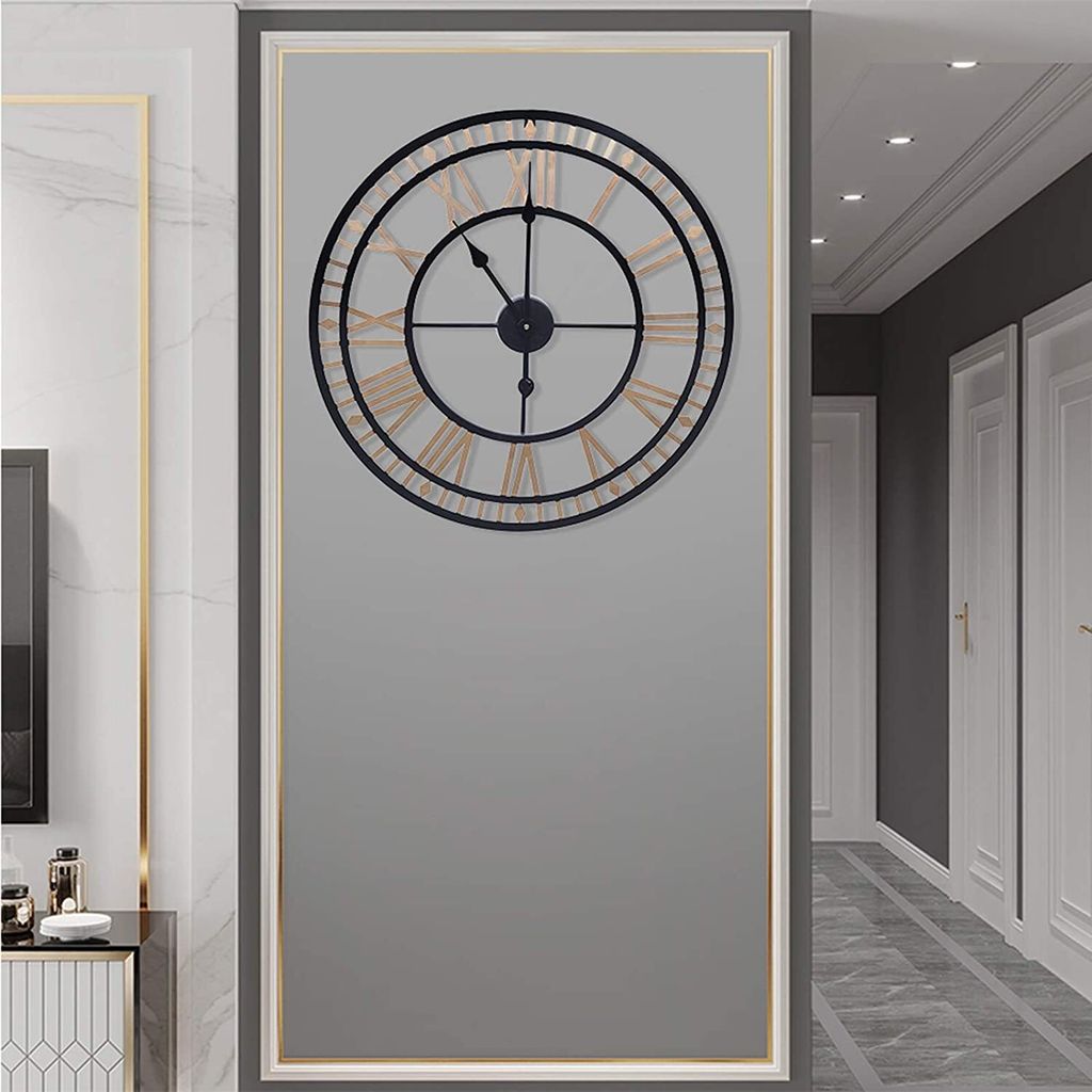 Wanduhr  Gold Uhr Küchenuhr   80 cm  Dekoration Wohnzimmer  Produktbild 7
