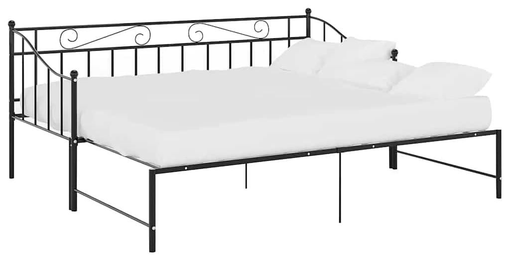 vidaXL Rozkladacia pohovka čierna kovová 90x200 cm Obrázok produktu 
