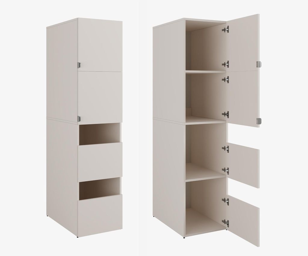 Hochschrank Badschrank Beatrice 187 x 45 x 65 cm Wäscheschrank Badregal Schrank für das Badezimmer Kaschmir