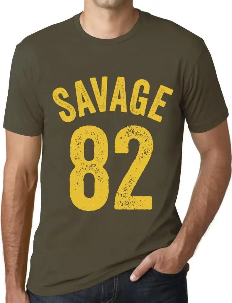 Herren Grafik T-Shirt Savage 82 Geschenk 82. Geburtstag Jahrestag 82 Jahre Jubiläum 82 Jährige Mann Jahrgang 1942 Kurzarm Lustige Druck