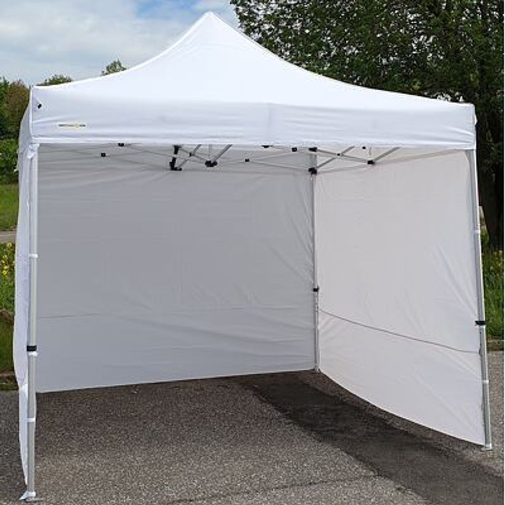 Faltpavillon 2x2m ALU Standard 4pc volle Seitenwand - Weiß