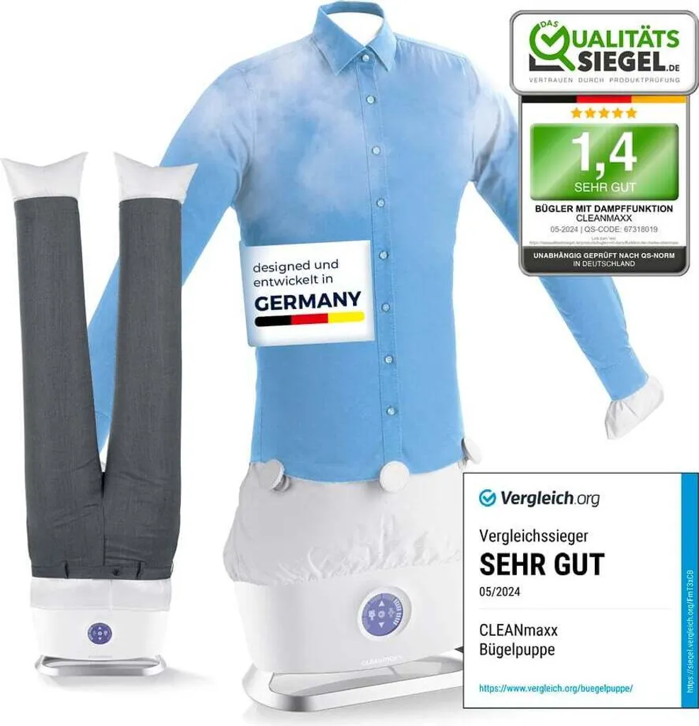 CLEANmaxx Stiratrice Automatica per Camicie e Bluse - Funzione Vapore 1800W