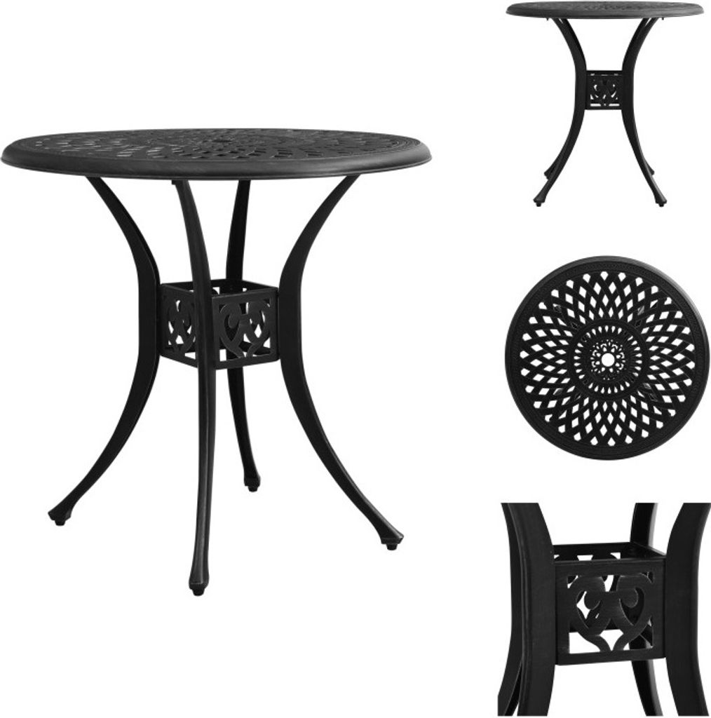vidaXL Gartentisch Schwarz 78x78x72 cm Aluminiumguss - Gartentische