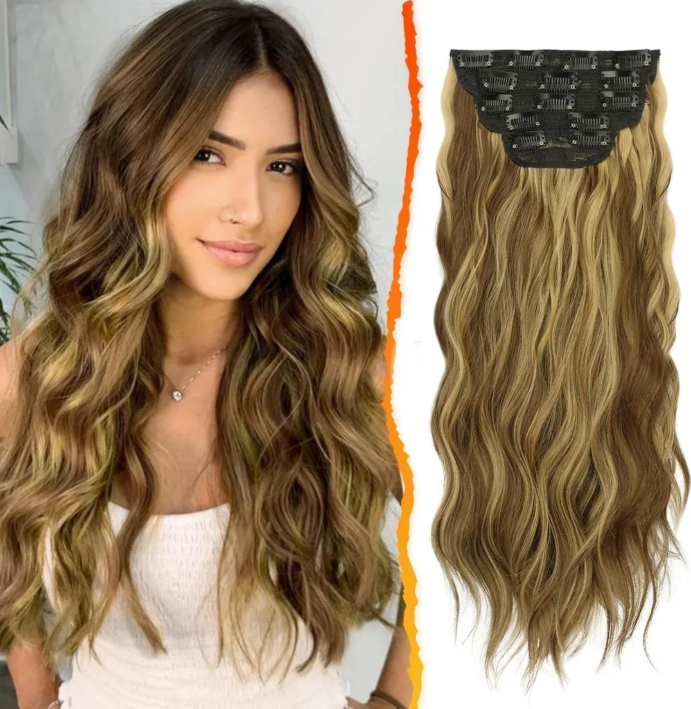 BARSDAR Extension Clip Biondo Oro 45cm | 5 Pezzi Mossi Effetto Naturale