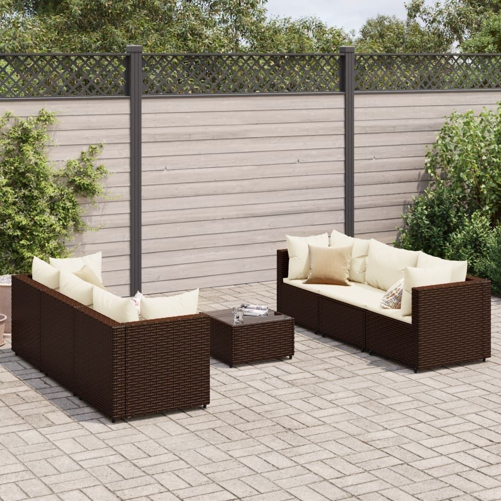 Maison Exclusive - 7-tlg. Garten-Lounge-Set mit Kissen Braun Poly Rattan