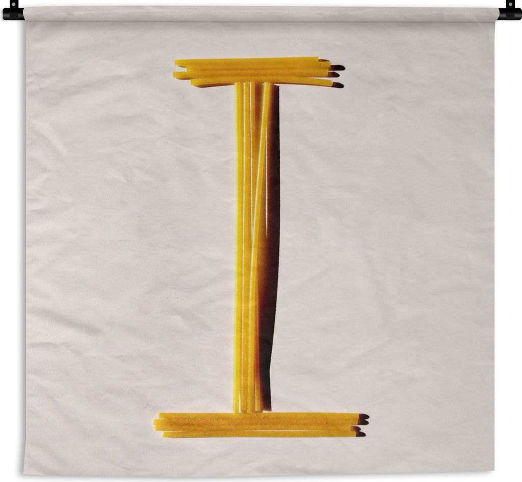 MuchoWow Wandteppich Wandbehang Brief I aus Nudeln 120x120 cm Tapisserie Dekoration Wandtuch - Modern - Baumwollgewebe