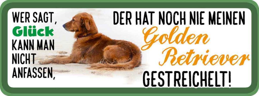 vianmo Holzschild 10x27 cm Golden Retriever Hund gestreichelt Tier Haustier