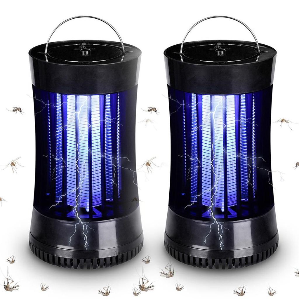 2er Set Insektenvernichter Elektrisch USB Mückenlampe Insektenlampen Mückenkiller Indoor Outdoor Camping, Schwarz