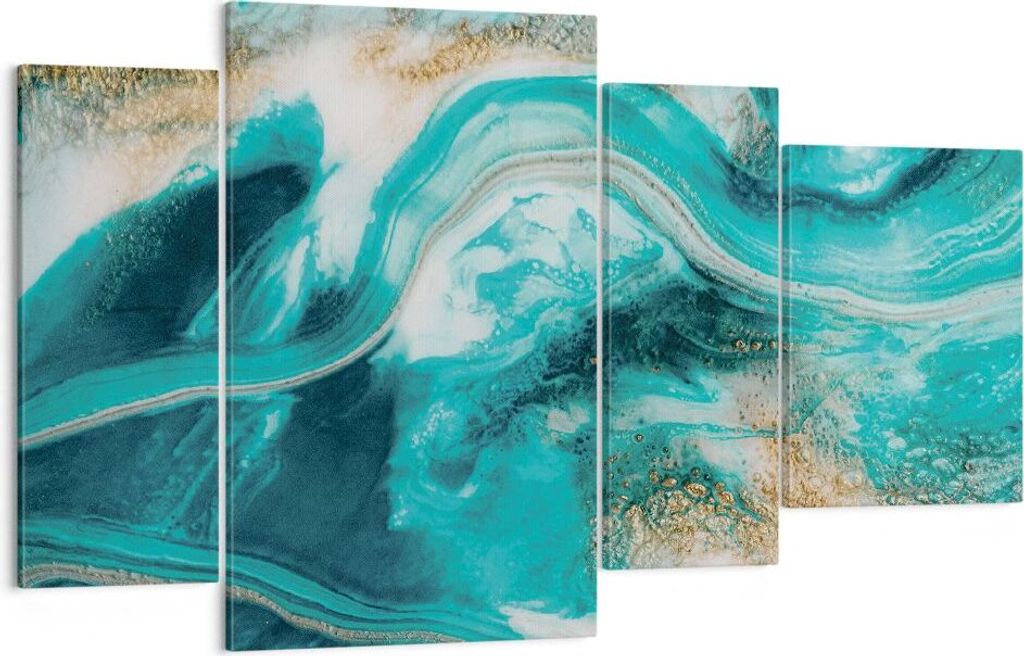 Bild auf Leinwand - Leinwandbild - 4 Teile - Wasser Meer Ozean - 120x70cm - Wand Bild - Wanddeko - Wandbilder - Leinwanddruck - Bilder - Wanddekora...