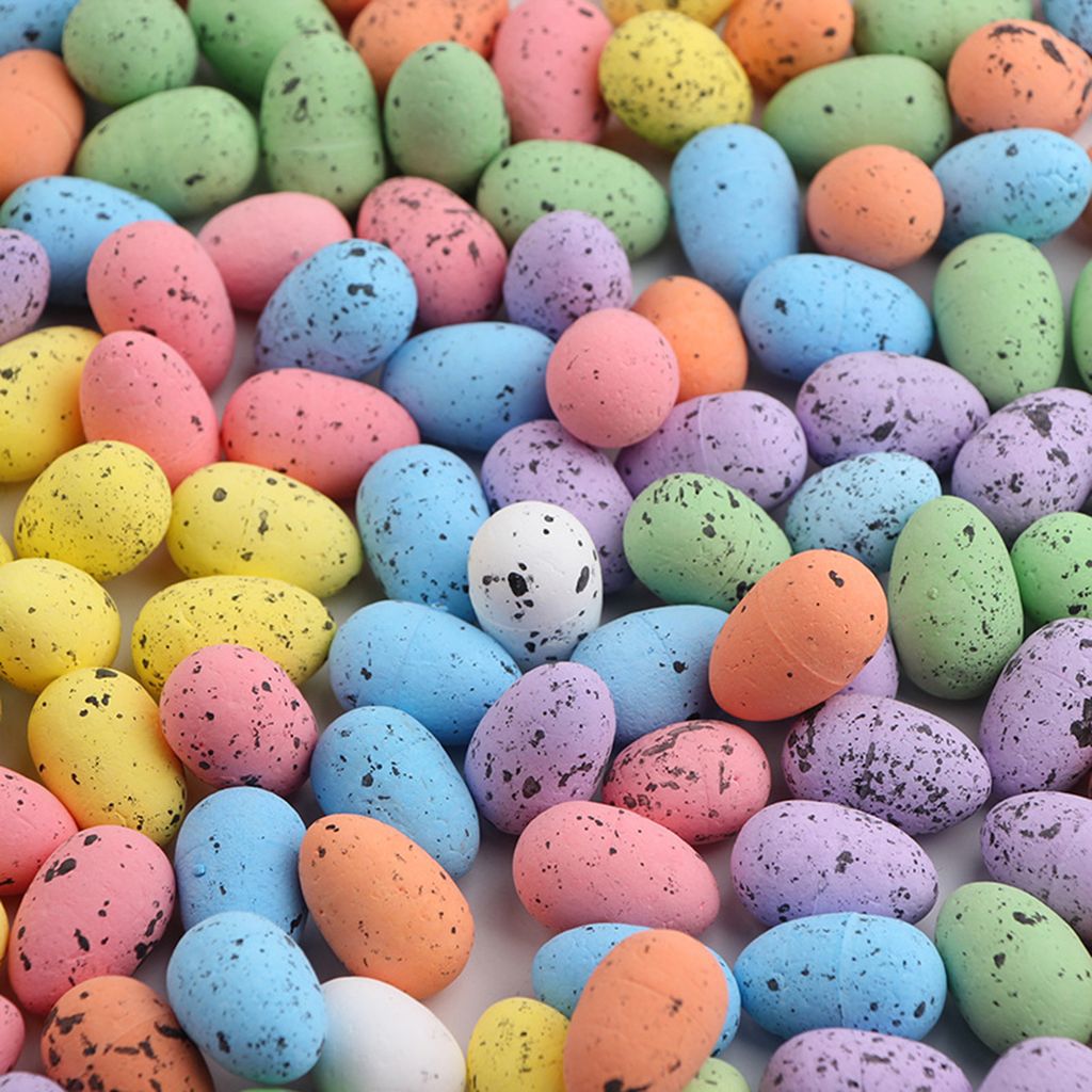 50 Stück bunte Mini-Ostereier, DIY-Bastelprojekte, Heimdekoration, klein, geflecktes, simuliertes Taubenei, Ornament-Set, Festivalgeschenk, 5 cm
