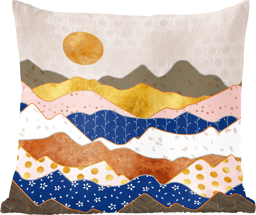 MuchoWow Zierkissen Sofakissen Wohnzimmer Dekokissen 60x60 cm Muster - Gold - Pastell - Sitzfläche - Foto Polster